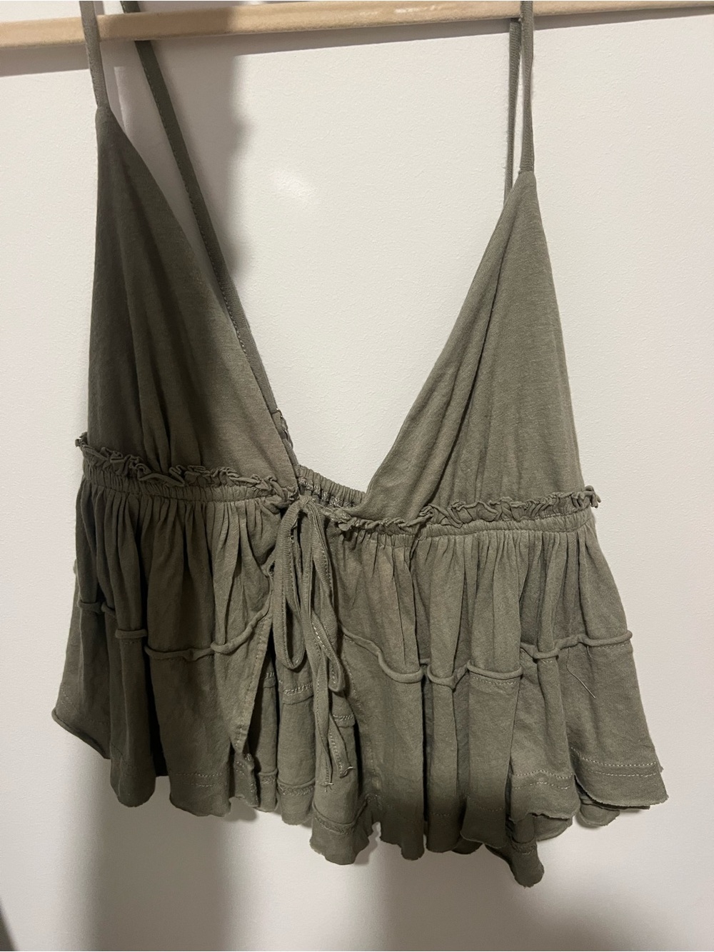Urban Outfitters Olive Tie-Front Tiered Camisole
